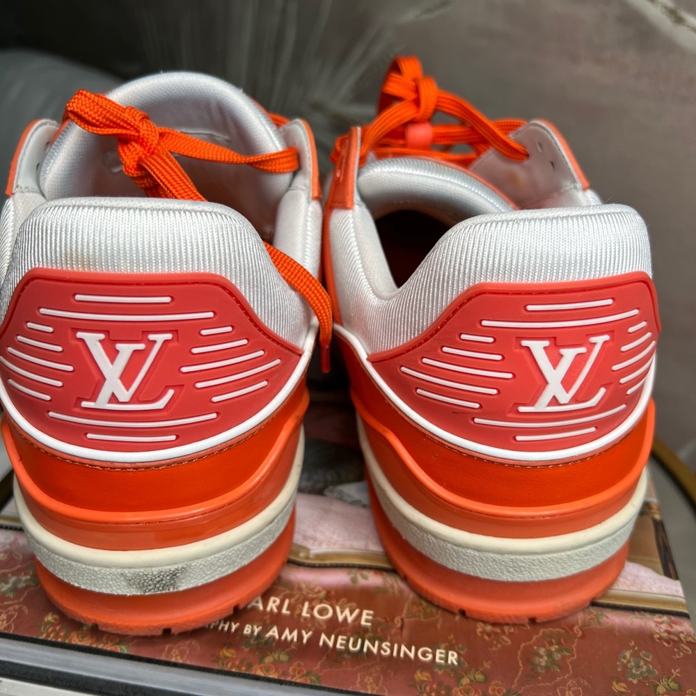 Louis Vuitton Men's Vibrant Orange and White Sneakers - Picture 5 of 10